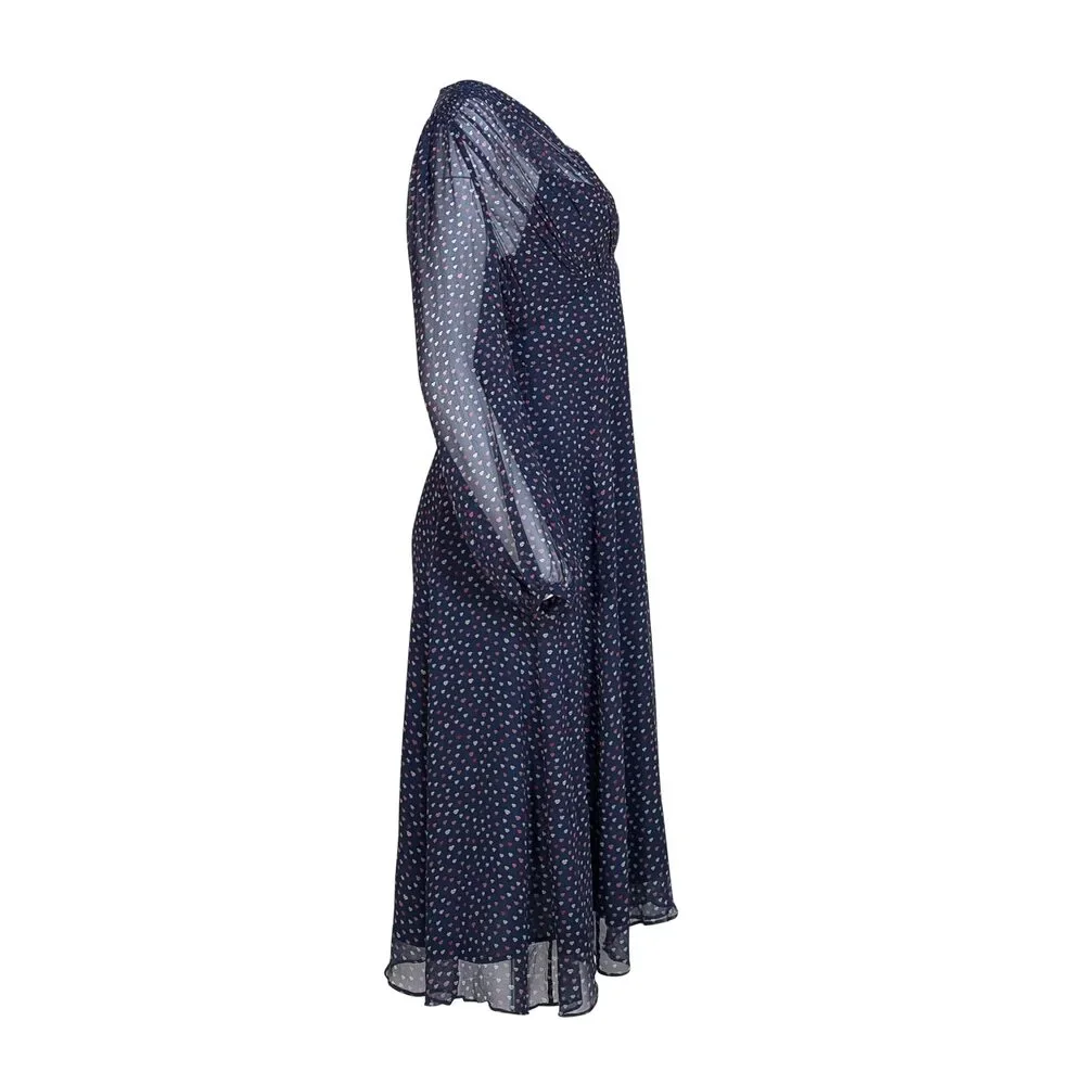 Kate Spade - Navy w/ Multicolor Lip Print Midi Dress Sz 14